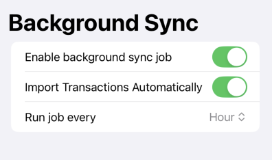 Background sync settings
